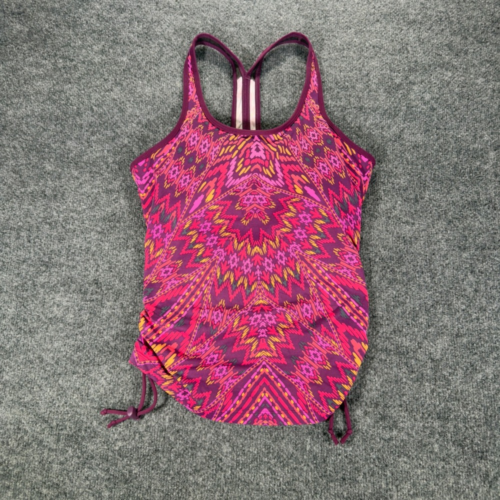 Athleta Tankini Top Workout Built‎ In Bra Side Cinch Pink Purple Medium Womens